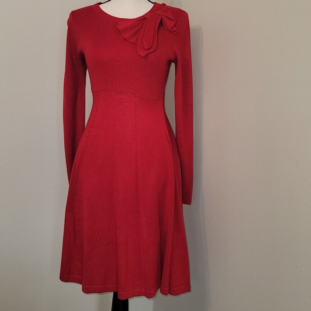 Eliza J Red Sweater Dress with Bow Detail